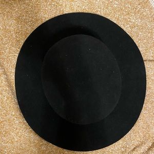 Wide brimmed black Gigi pip fedora